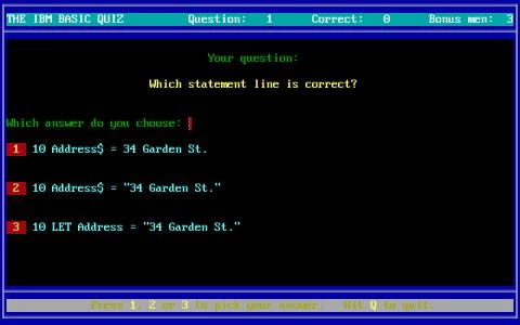 THE IBM BASIC QUIZ screenshot 2