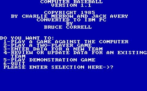 COMPUTER BASEBALL screenshot 2